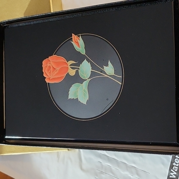 Vintage Otagiri Japan Black Address book Crimson Red Rose - Picture 2 of 9